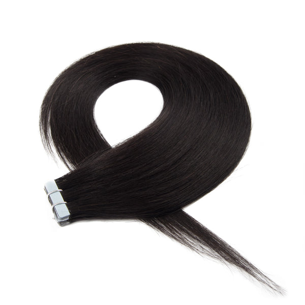 Gerade #1B Naturschwarze Remy Tape-In Extensions